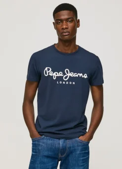 Men Pepe Jeans Short-Sleeved Cotton T-Shirt