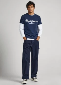 Men Pepe Jeans Short-Sleeved Cotton T-Shirt
