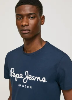 Men Pepe Jeans Short-Sleeved Cotton T-Shirt