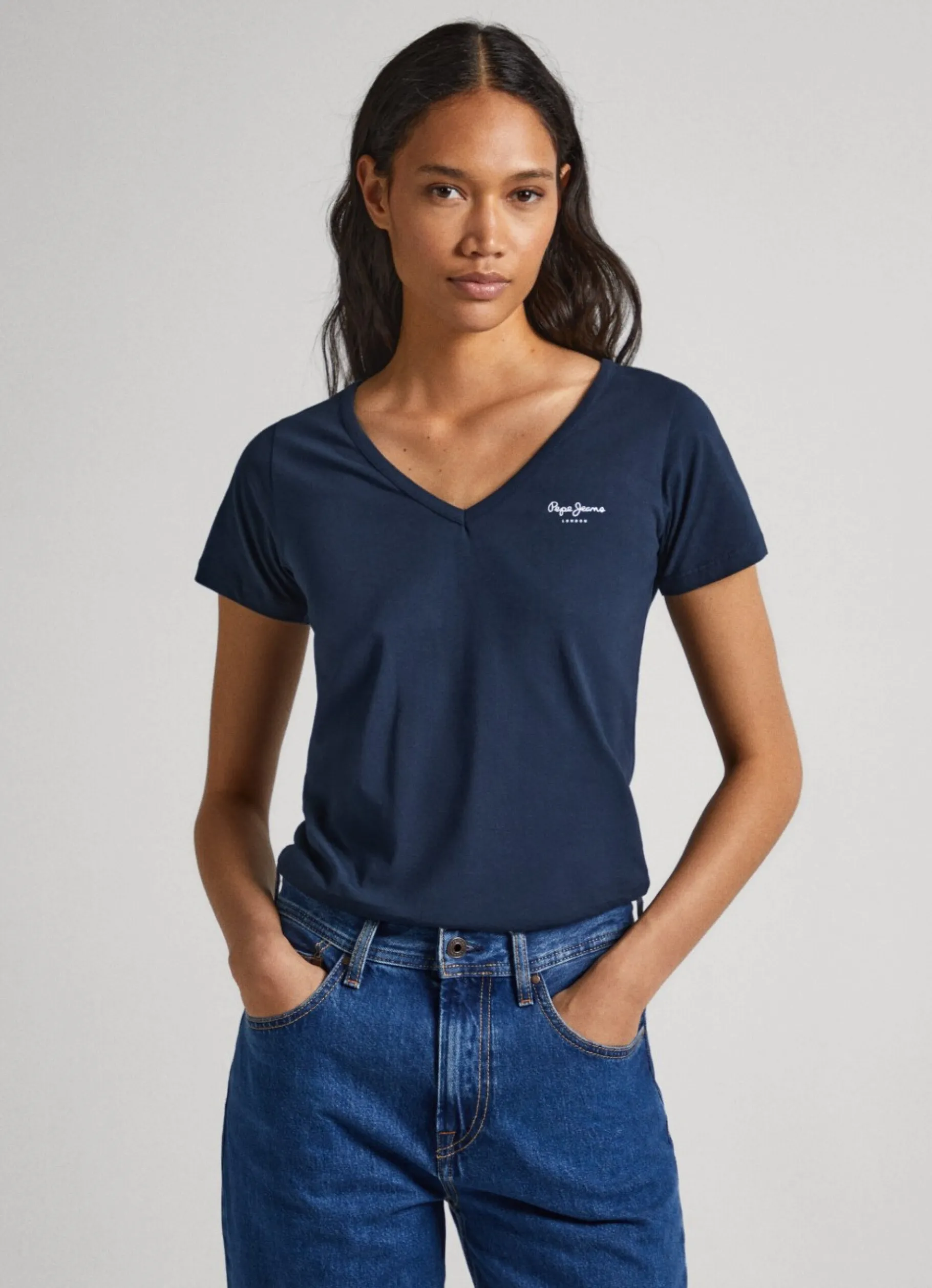 Women Pepe Jeans Slim Fit V-Neck T-Shirt