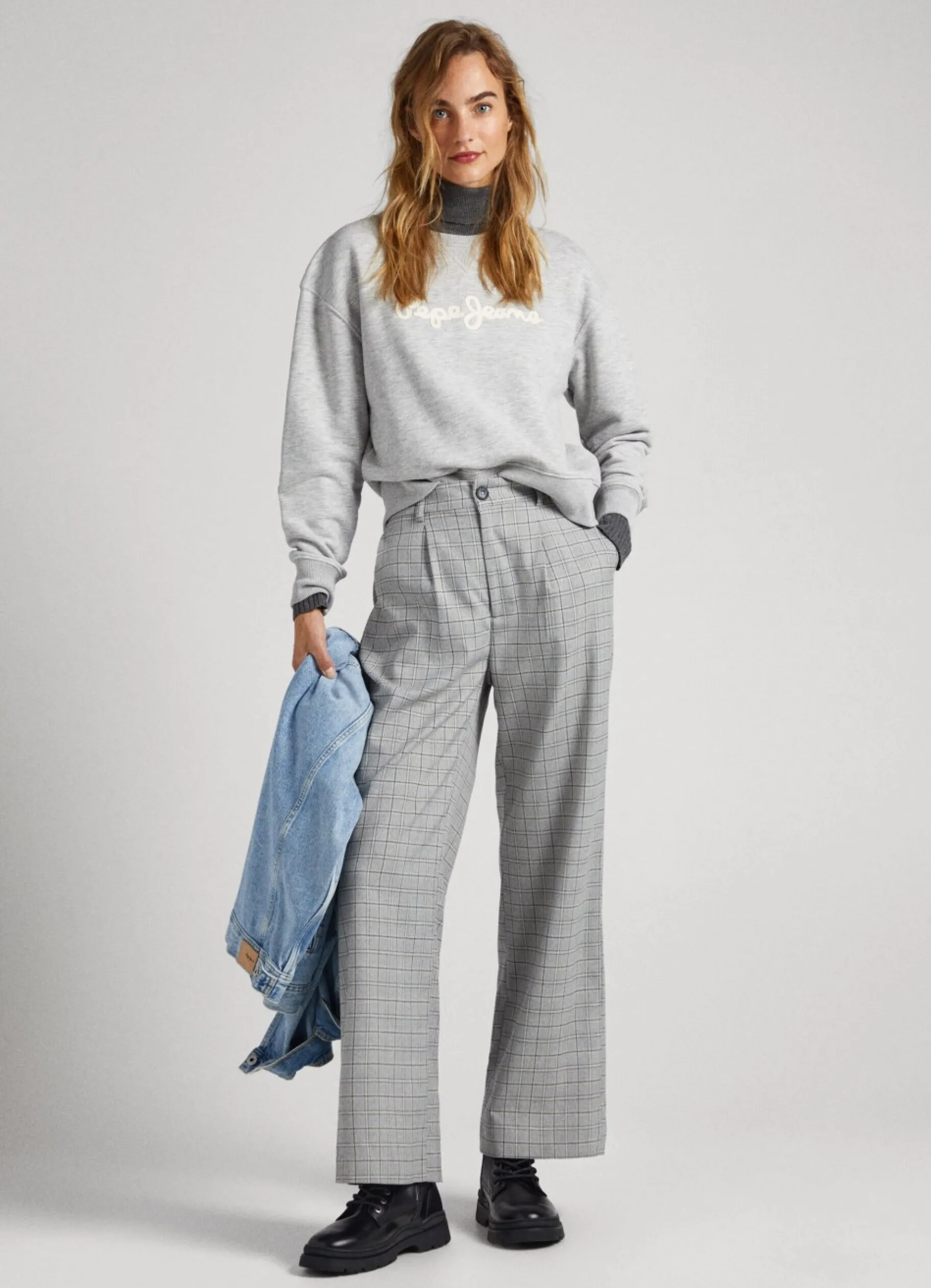 Women Pepe Jeans Straight Checked Trousers