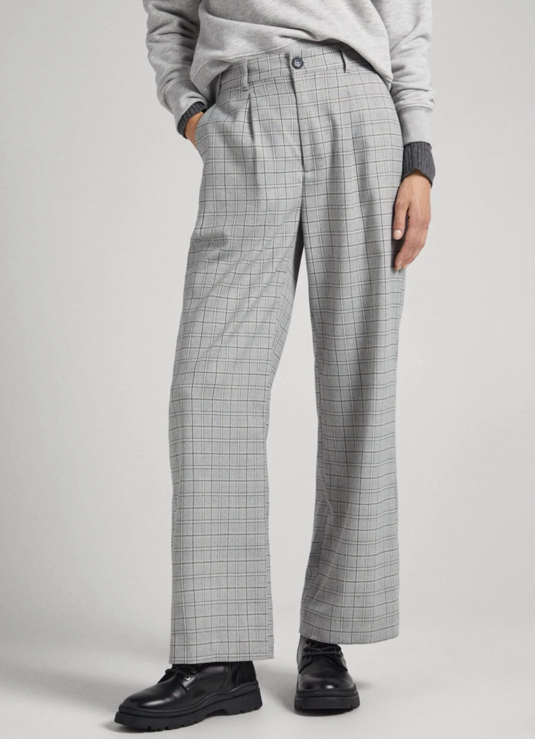Women Pepe Jeans Straight Checked Trousers