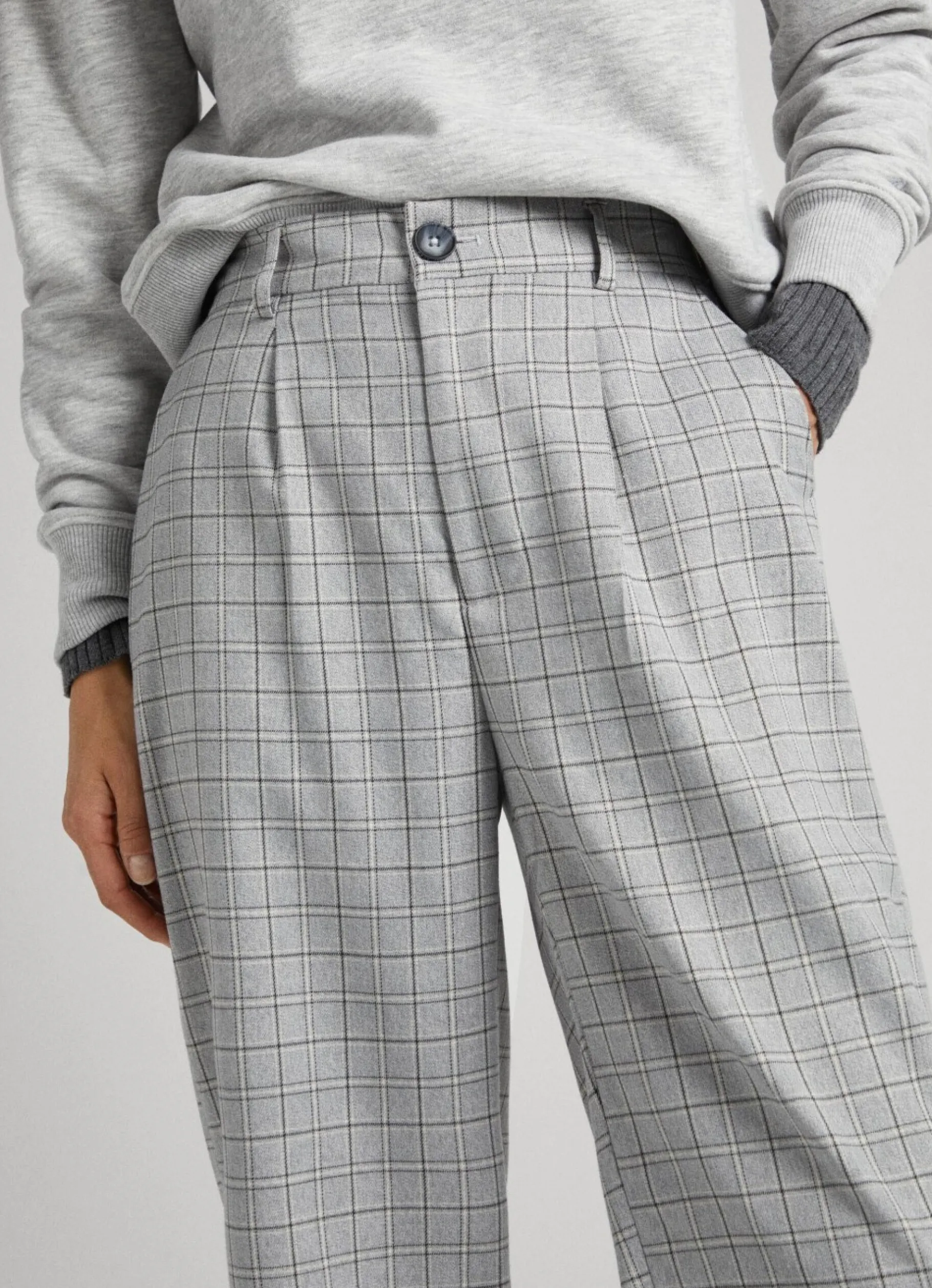 Women Pepe Jeans Straight Checked Trousers