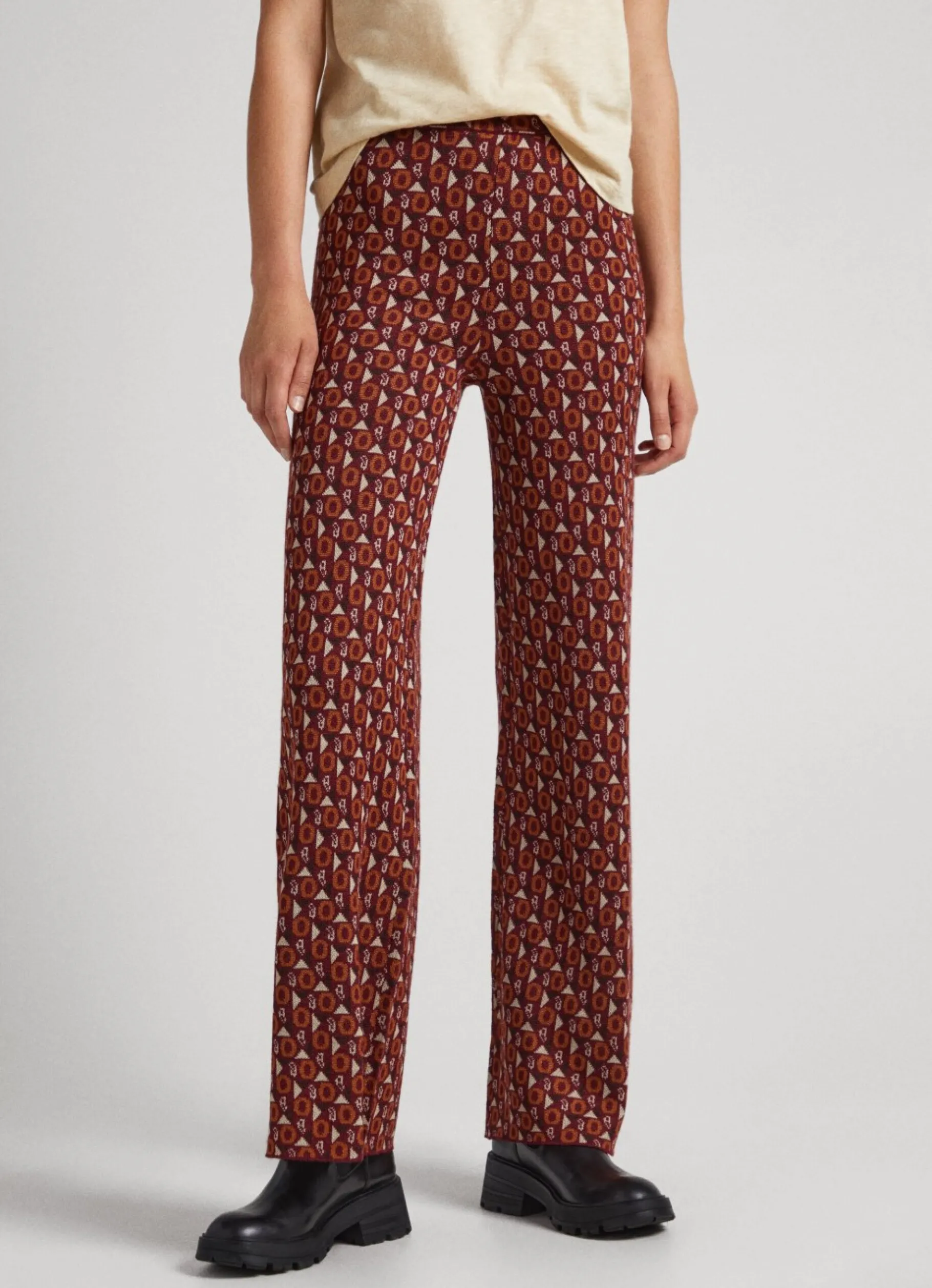 Women Pepe Jeans Straight Jacquard Trousers