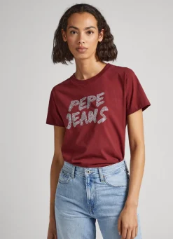 Women Pepe Jeans Strass Logo T-Shirt