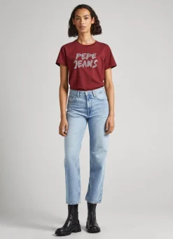 Women Pepe Jeans Strass Logo T-Shirt