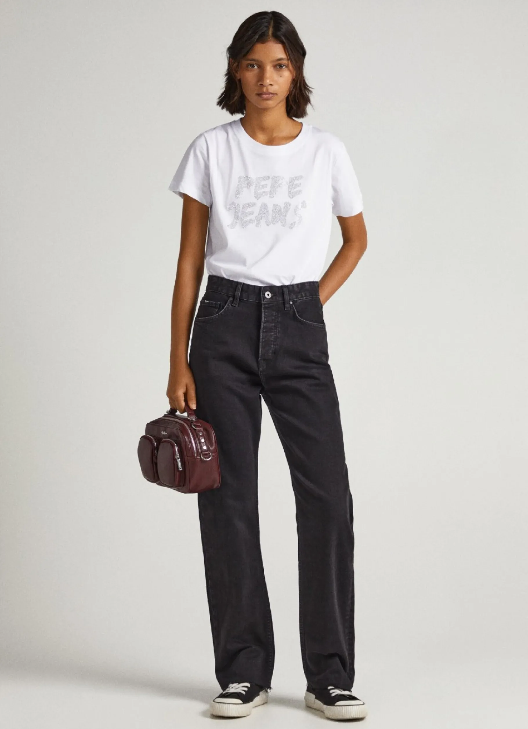 Women Pepe Jeans Strass Logo T-Shirt