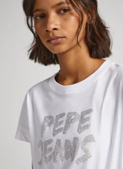 Women Pepe Jeans Strass Logo T-Shirt