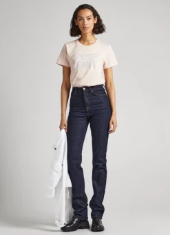 Women Pepe Jeans Strass Logo T-Shirt