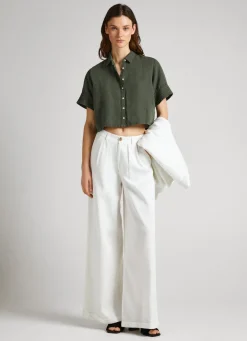 Women Pepe Jeans Stretch Twill Palazzo Trousers