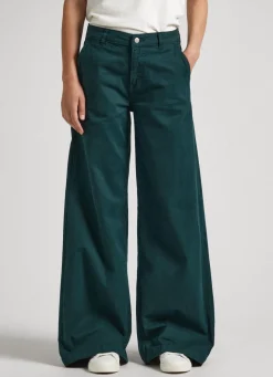 Women Pepe Jeans Stretch Twill Palazzo Trousers