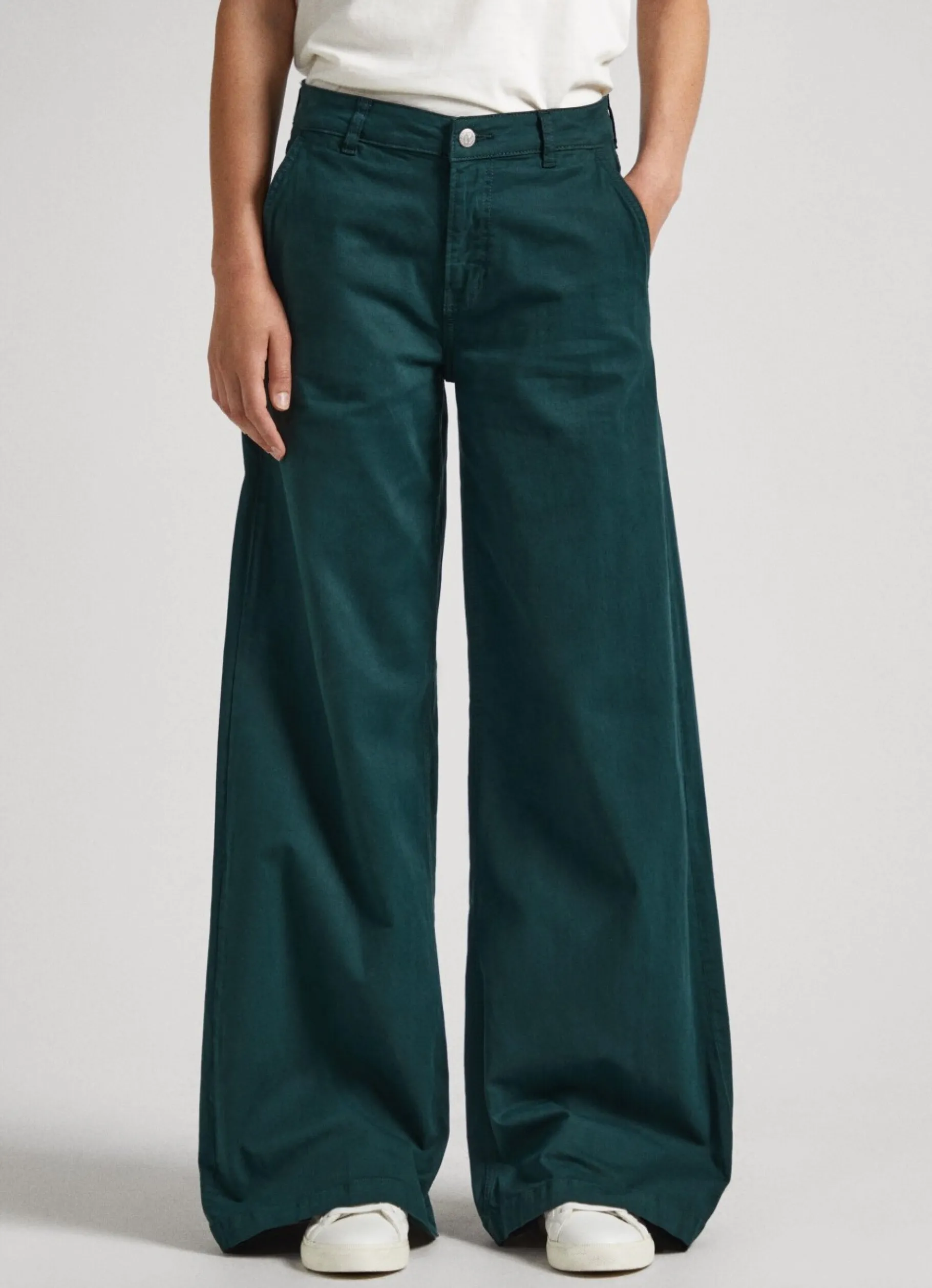 Women Pepe Jeans Stretch Twill Palazzo Trousers
