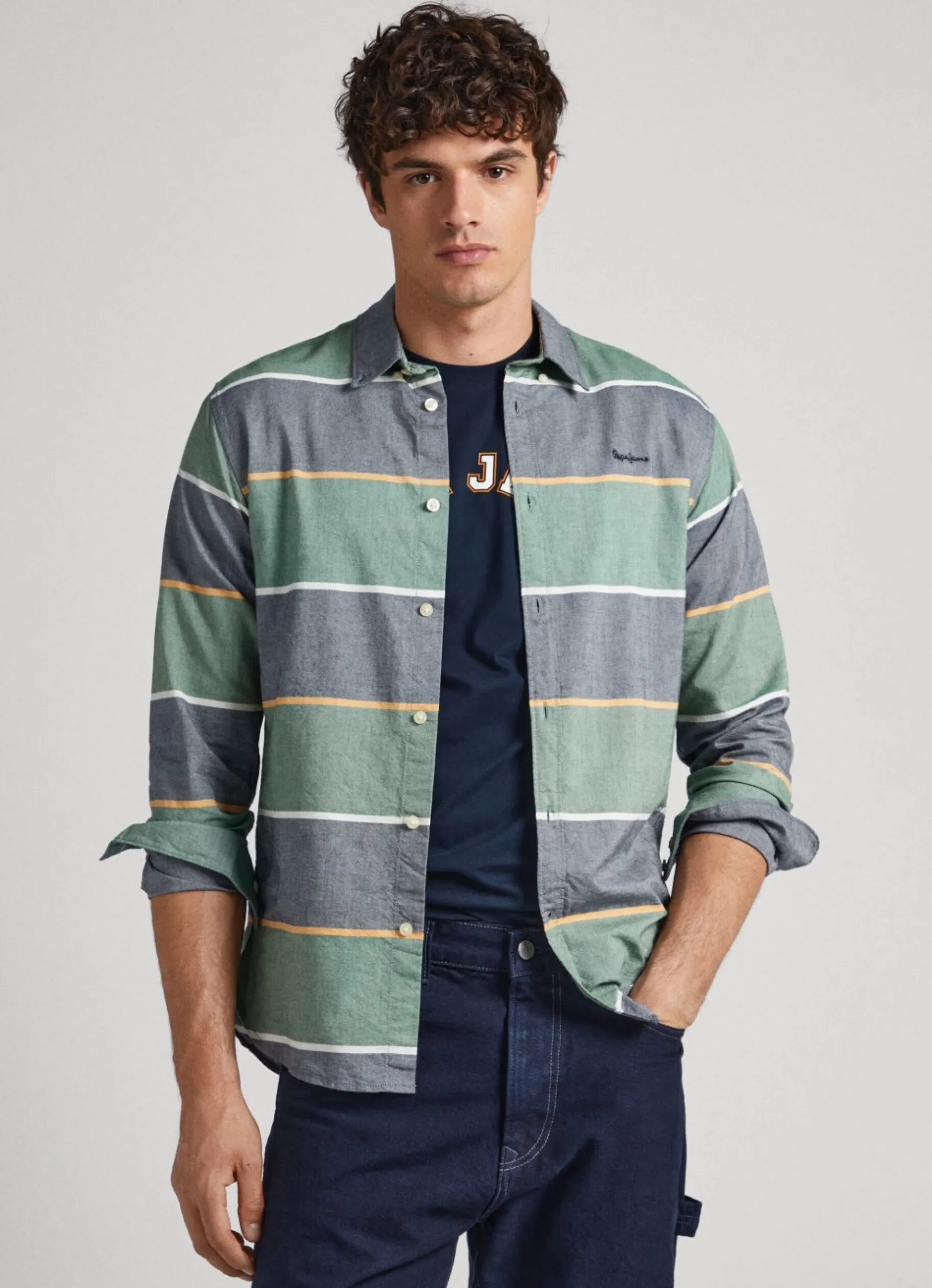 Men Pepe Jeans Striped Oxford Shirt