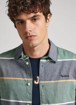 Men Pepe Jeans Striped Oxford Shirt