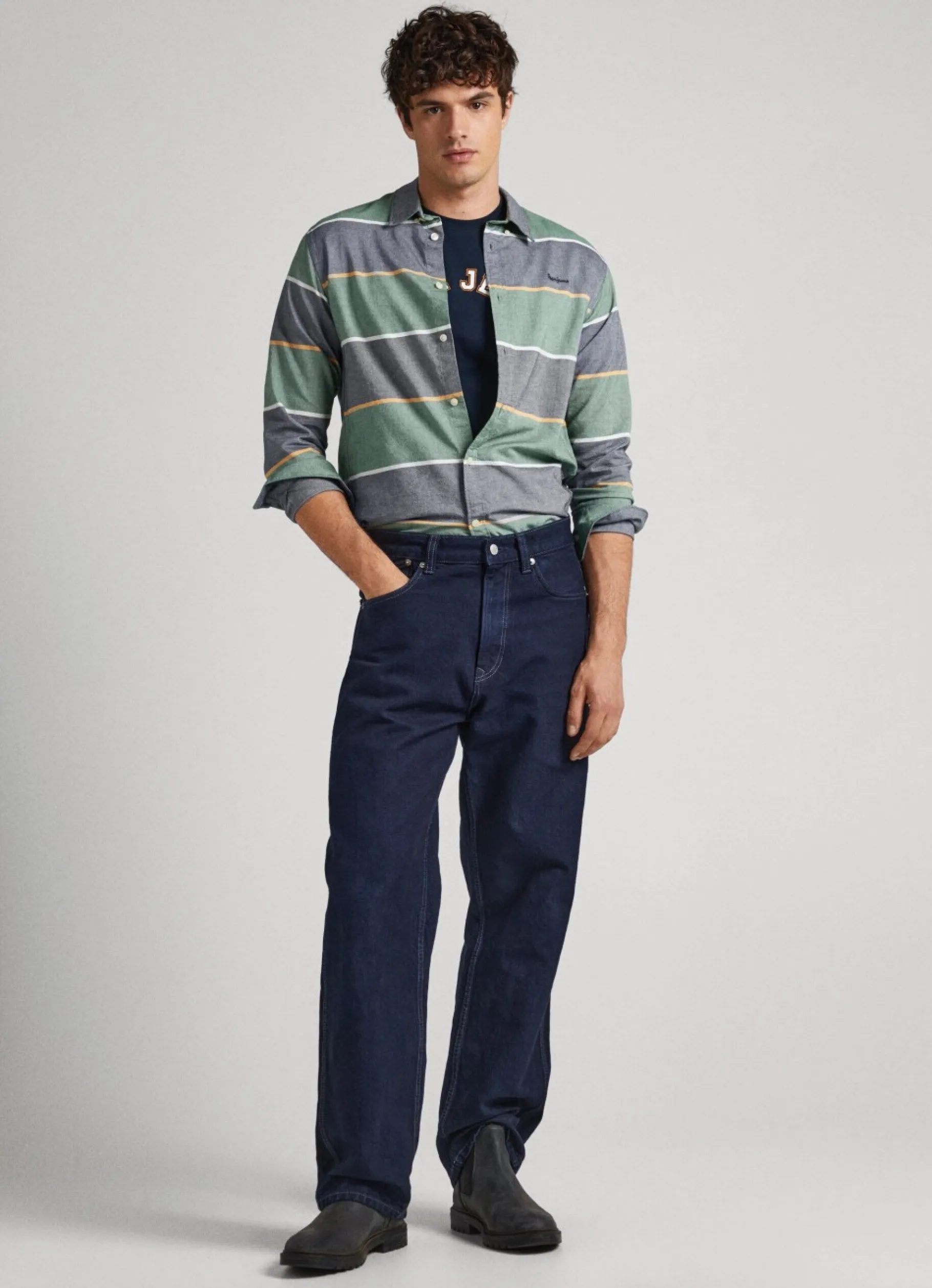 Men Pepe Jeans Striped Oxford Shirt