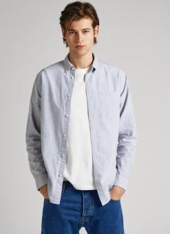 Men Pepe Jeans Striped Oxford Shirt