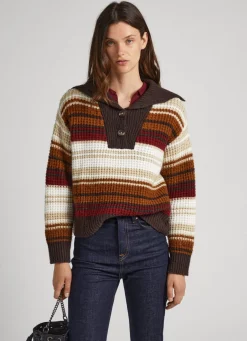 Women Pepe Jeans Striped Polo Knit