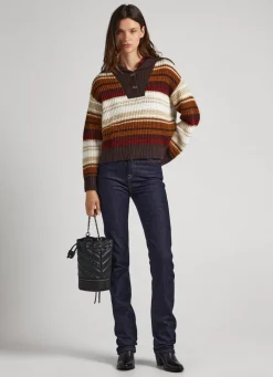 Women Pepe Jeans Striped Polo Knit