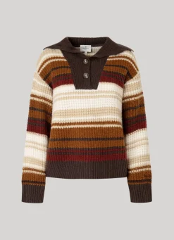 Women Pepe Jeans Striped Polo Knit