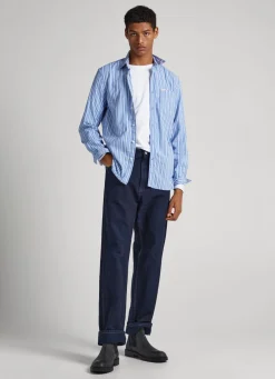 Men Pepe Jeans Striped Poplin Shirt