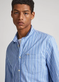 Men Pepe Jeans Striped Poplin Shirt