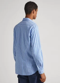 Men Pepe Jeans Striped Poplin Shirt