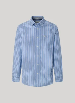 Men Pepe Jeans Striped Poplin Shirt