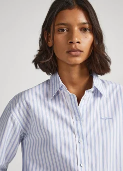 Women Pepe Jeans Striped Poplin Shirt