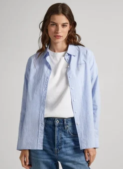 Women Pepe Jeans Striped Poplin Shirt