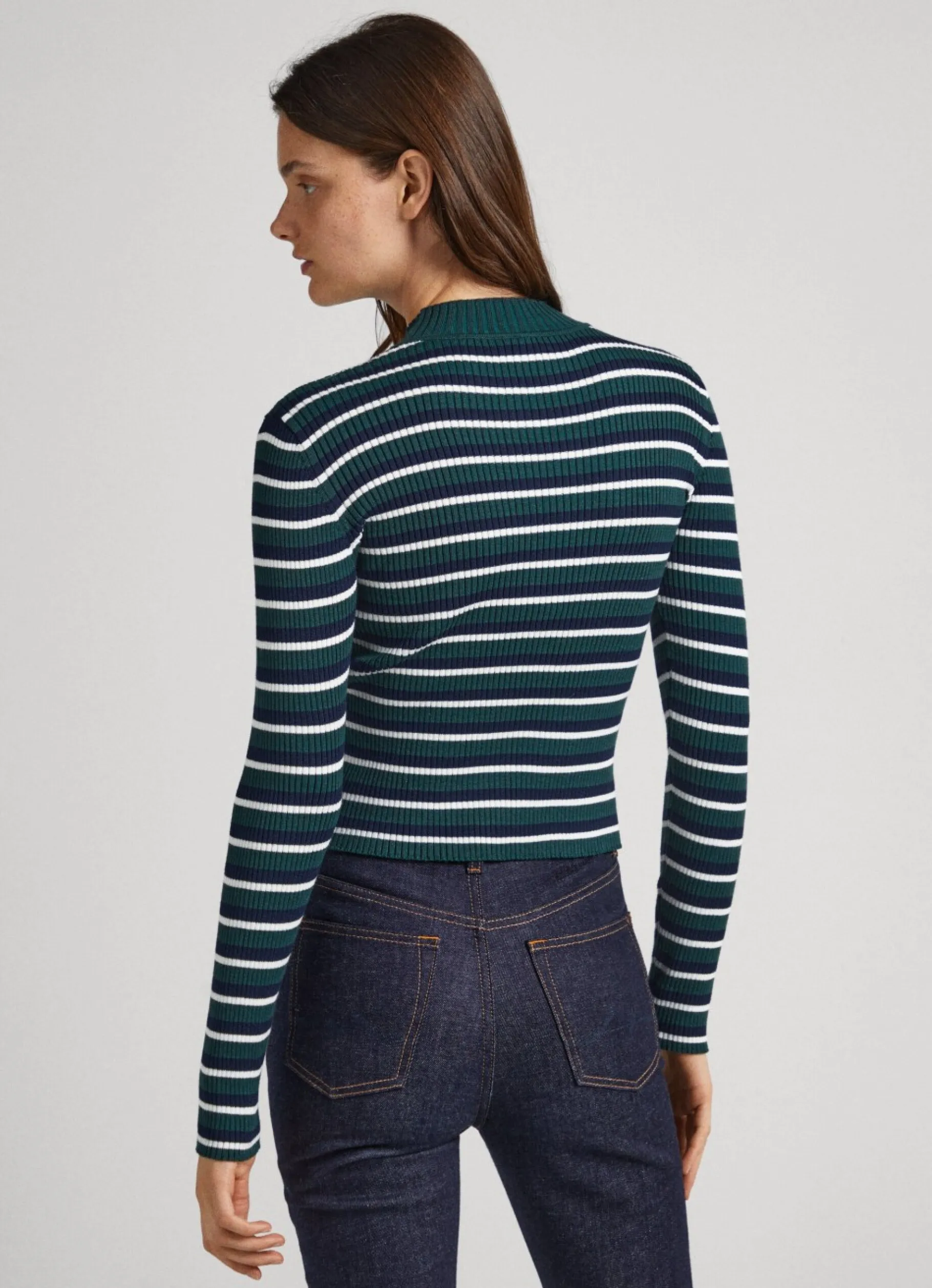 Women Pepe Jeans Striped Ribbed Knit