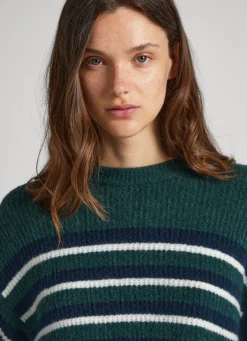 Women Pepe Jeans Striped Round Neck Knit