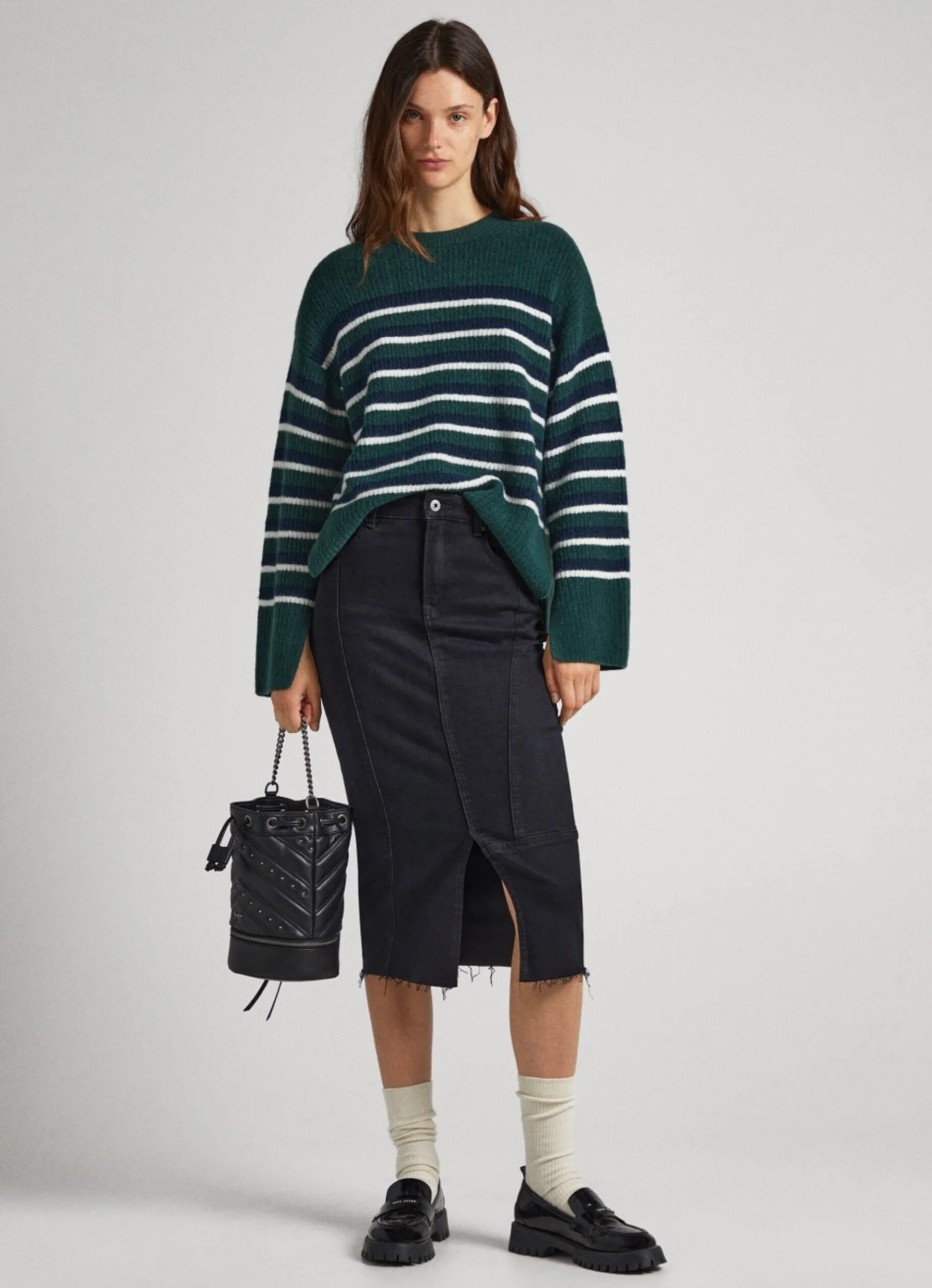 Women Pepe Jeans Striped Round Neck Knit