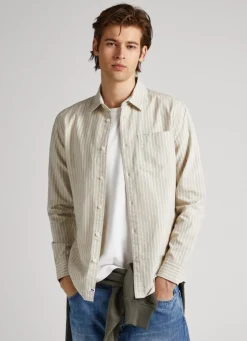 Men Pepe Jeans Striped Slim Fit Oxford Shirt