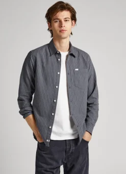 Men Pepe Jeans Striped Slim Fit Oxford Shirt