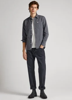 Men Pepe Jeans Striped Slim Fit Oxford Shirt