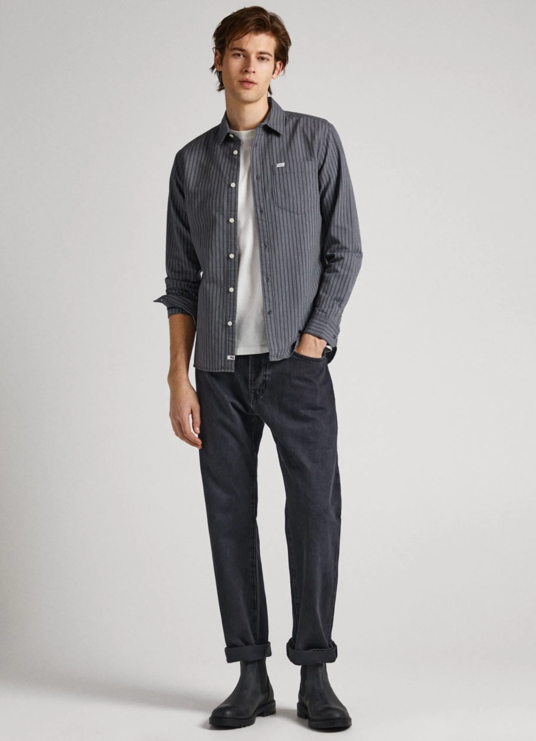 Men Pepe Jeans Striped Slim Fit Oxford Shirt