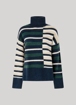 Women Pepe Jeans Striped Turtleneck Knit