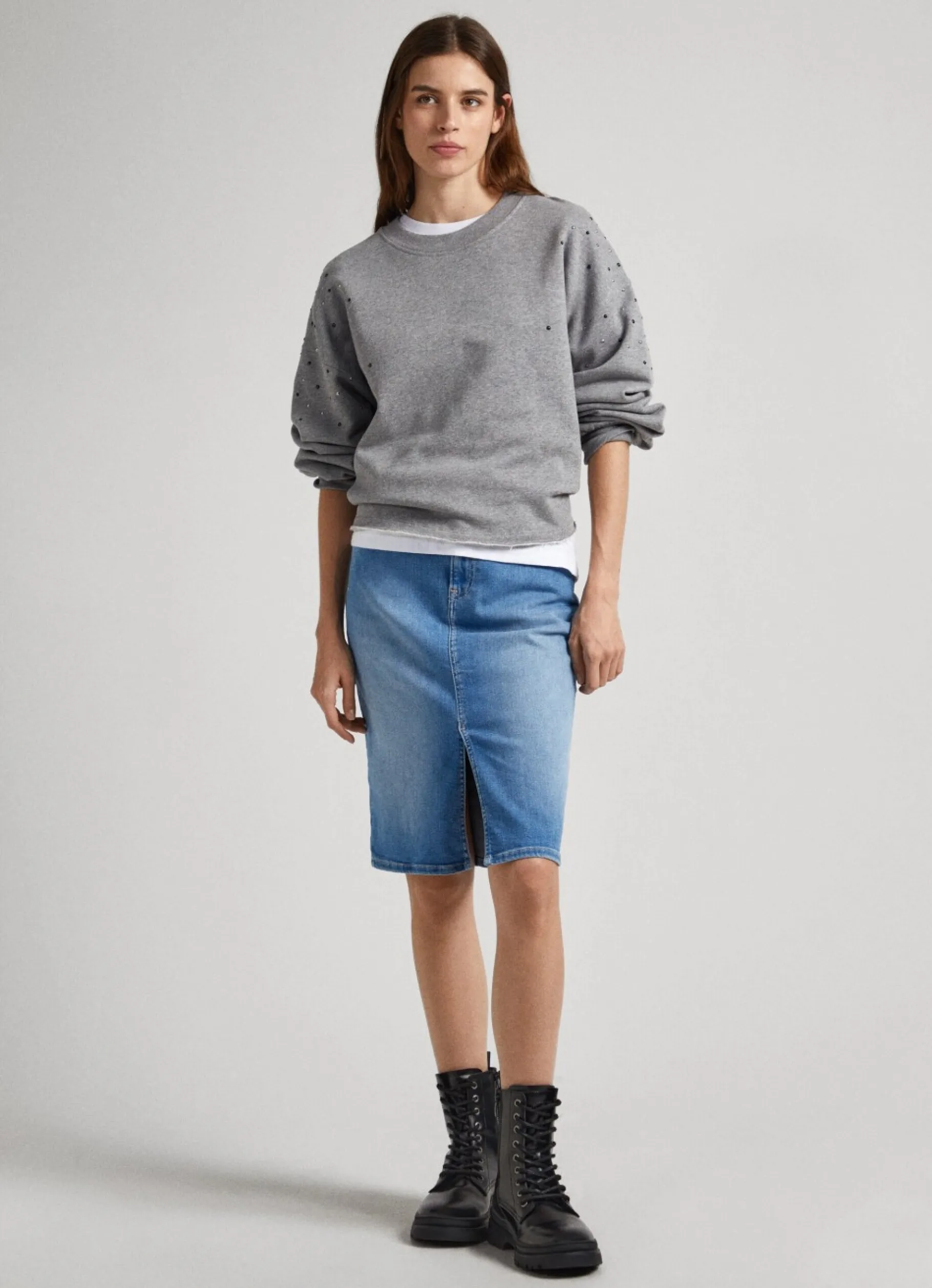 Women Pepe Jeans Sweatshirt W/ Gemstone Beading