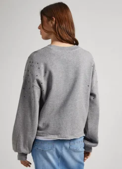 Women Pepe Jeans Sweatshirt W/ Gemstone Beading