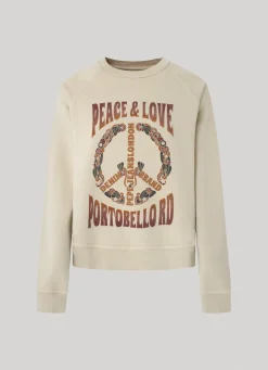 Women Pepe Jeans Sweatshirt W/ Peace & Love Logo