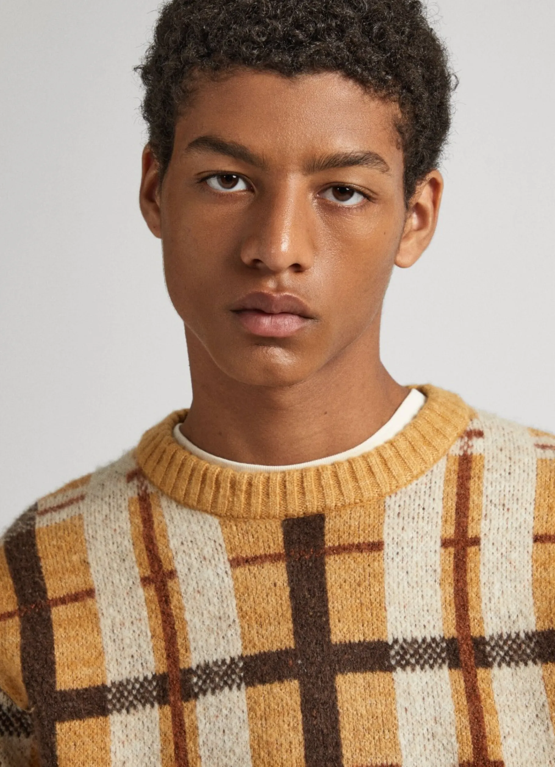 Men Pepe Jeans Tartan Check Cotton Knit