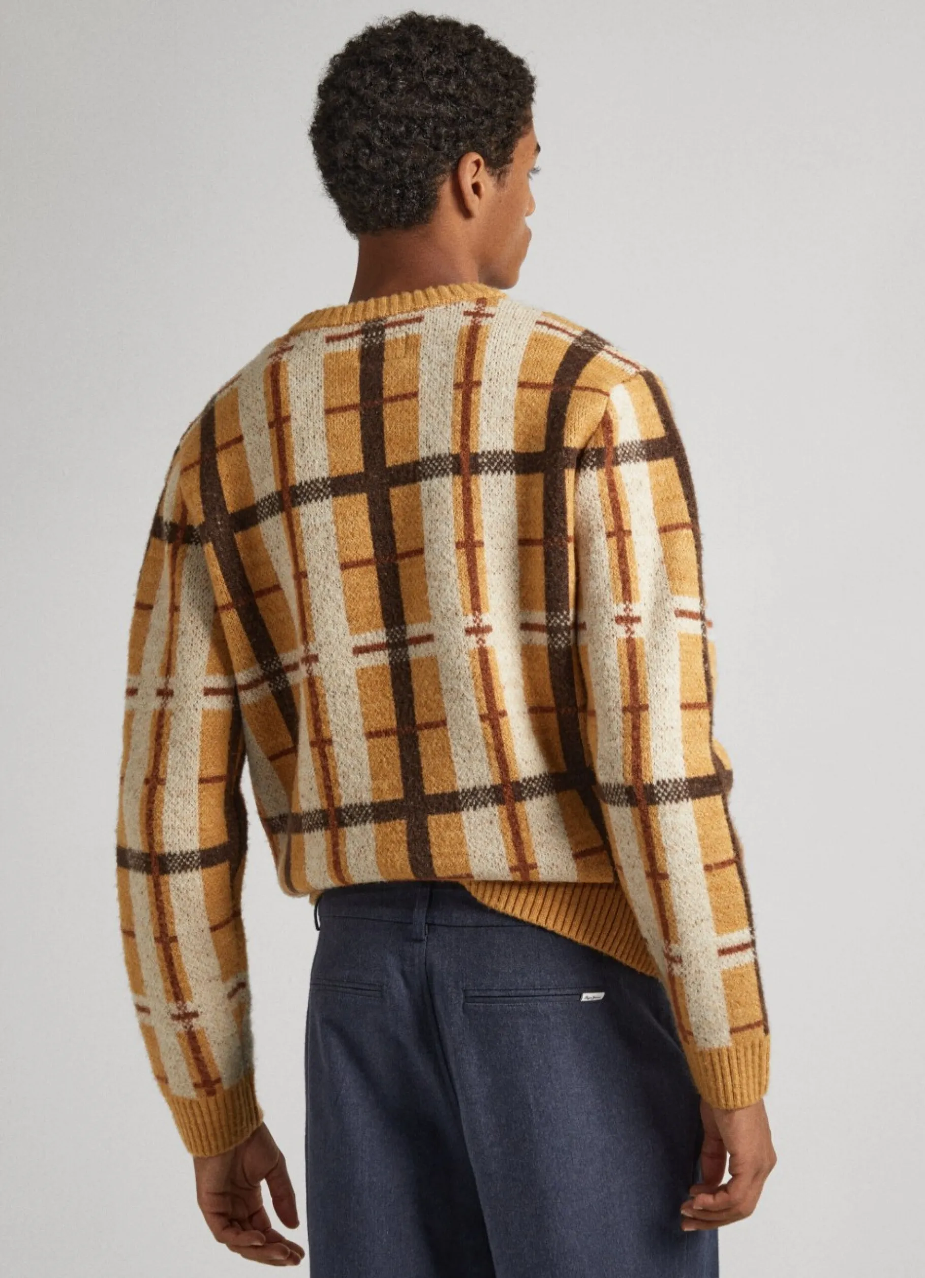 Men Pepe Jeans Tartan Check Cotton Knit