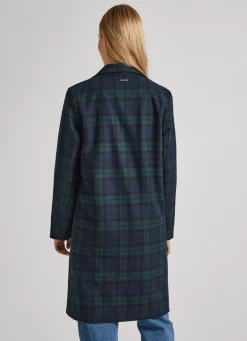 Women Pepe Jeans Tartan Wool Coat