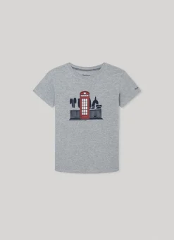 Boy Pepe Jeans Telephone Box Print T-Shirt