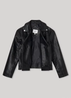 Girl Pepe Jeans Textured Fabric Biker Jacket