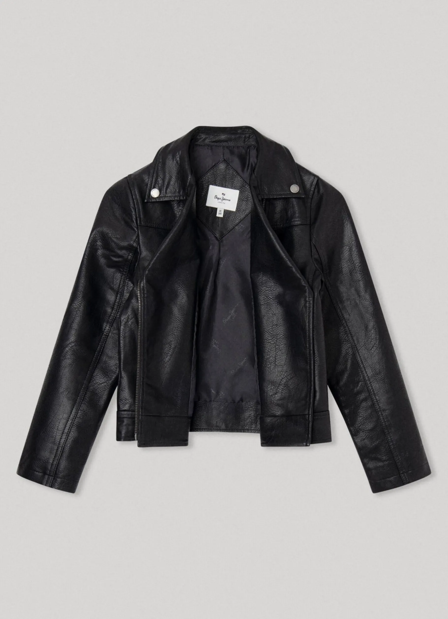 Girl Pepe Jeans Textured Fabric Biker Jacket