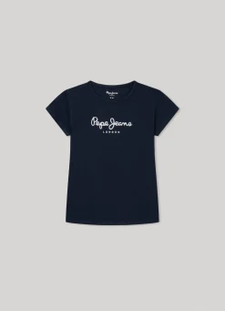 Girl Pepe Jeans T-Shirt With Glitter Detail Logo