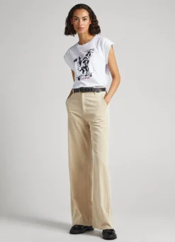 Women Pepe Jeans T-Shirt With Rhinestone Detail