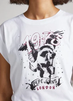 Women Pepe Jeans T-Shirt With Rhinestone Detail