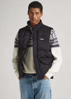 Men Pepe Jeans Twill Padded Waistcoat